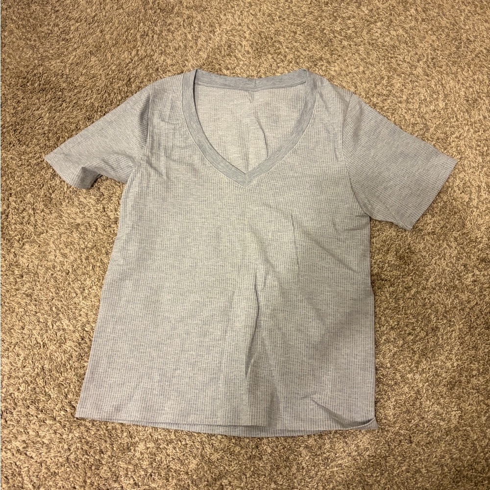 Athleta Light Gray V-Neck Tee